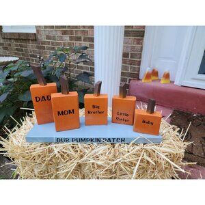 Personalized Handcrafted Wood Pumpkin Patch Family Decor Set